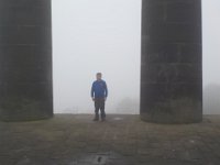 durham trip 008  Intrepid explorer emerging from the mist : durham trip